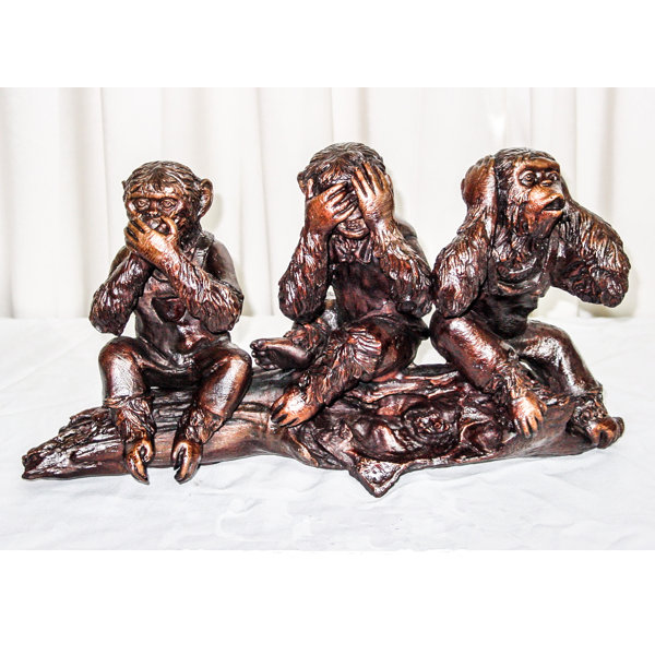 Bayou Breeze Worthington Three Bronze Monkeys Figurine Wayfair